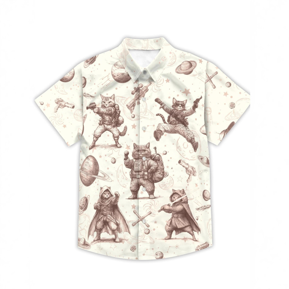 2025 New Cross-Border 3D Men's Printed Shirt Trendy Hot Selling Animal Pattern Short-Sleeved Shirt Kidsren's Style