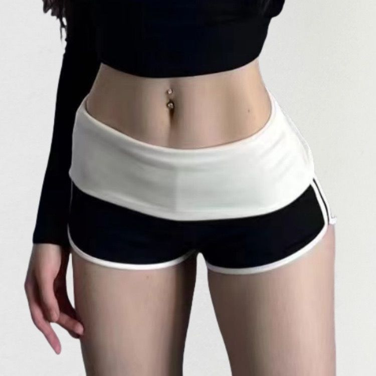 Contrast Color Elastic Casual Shorts for Women Summer Low-Waist Pure Lust Hot Girl Tight Bottoming Sports Hot Pants Hip-Covering Super Shorts Contrast Color Elastic Casual Shorts for Women Summer Low-Waist Pure Lust Hot Girl Tight Bottoming Sports Hot Pants Hip-Covering Super Shorts