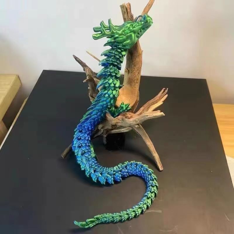 [핫셀링 모델] 29.8CM 실크 블루 앤 그린 드래곤