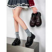 「妙侣」海盐小方~厚底乐福鞋女2025春秋学院风圆头粗跟小皮鞋女