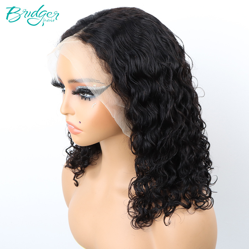 13*4 Splice Double DrawnBOB Hoofddeksel Water Wave Echt Haar Menselijk Haar Pruiken_voghion.com