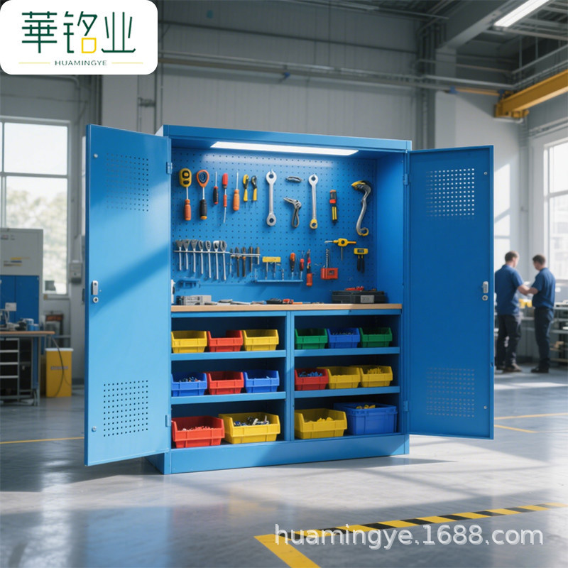 五金工具柜加厚双门零件收纳箱带锁车间汽修储物柜重型配件储物柜