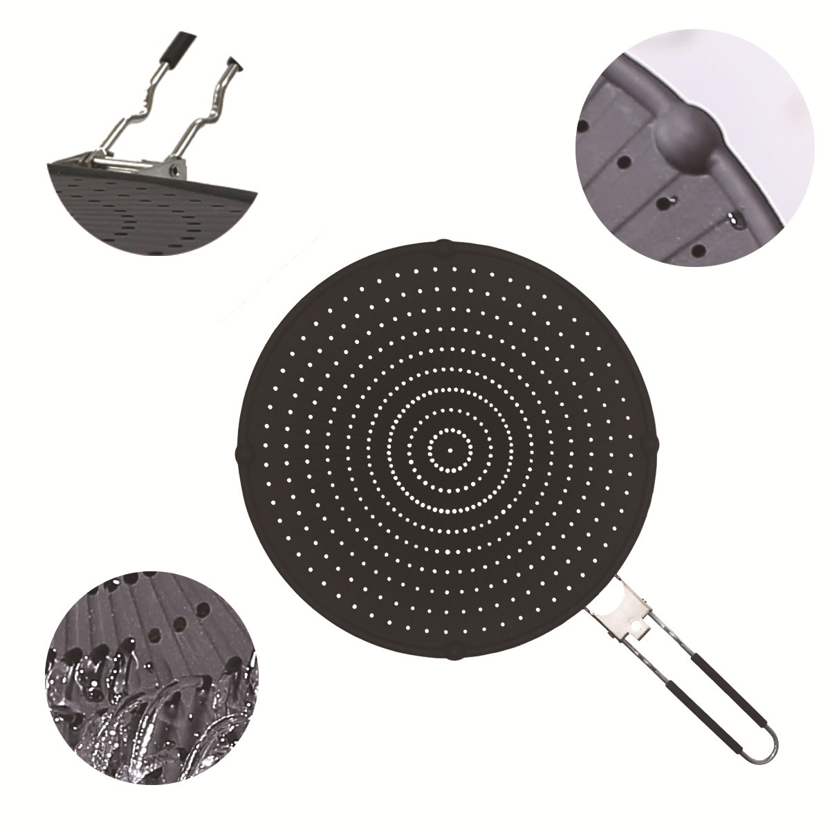 Amazon para grasa de silicona plegable malla de silicona cubierta de olla 12,5 pulgadas de acero inoxidable salpicaduras de aceite