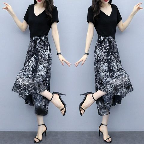 Summer Women's Clothing, Elegant Waist-Cinching Slimming Short-Sleeved Dress, Popular Chiffon Mid-Length Dress, Plus Size Women's Dress