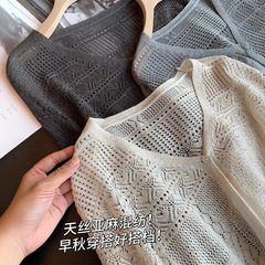 天丝亚麻混纺！早秋穿搭好搭档！显瘦针织衫开衫女25新秋G090623