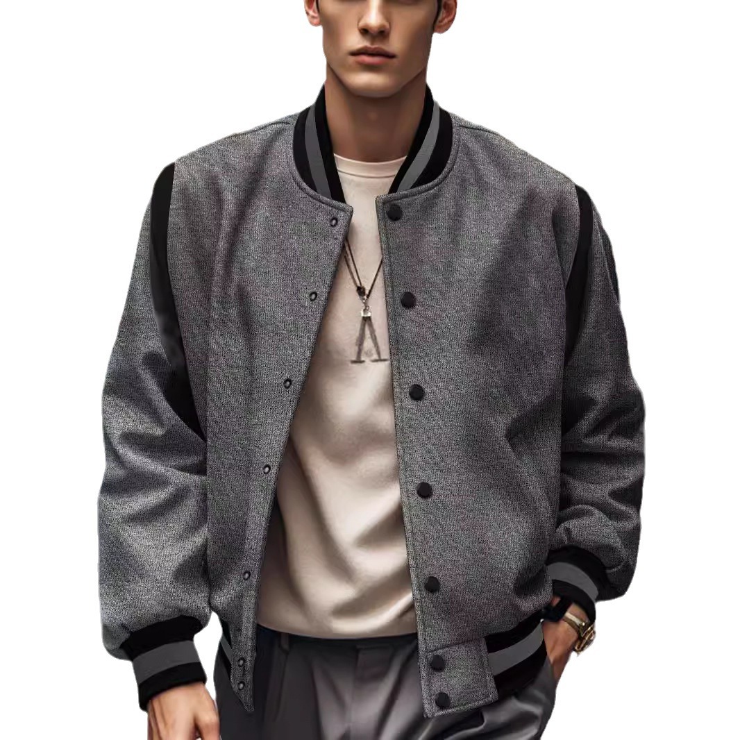 Cardigan in pile alla moda europea e americana, modello casual di grande successo del 2026, con giacca da baseball abbottonata._voghion.com