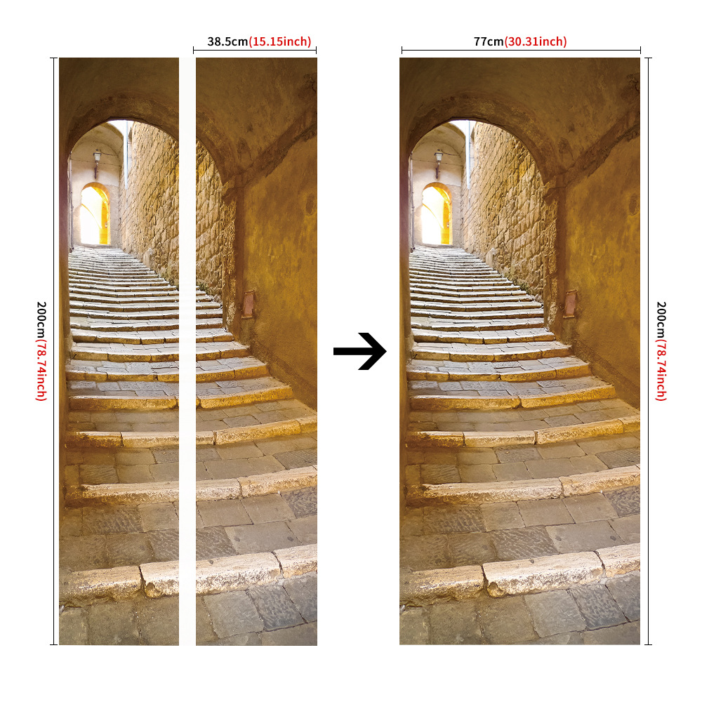 Pegatinas para puertas 3D respetuosas con el medio ambiente, autoadhesivos, fabricantes de origen al por mayor, patrones populares transfronterizos de alta definición, adhesivos para puertas impermeables, a prueba de aceite y antiincrustantes