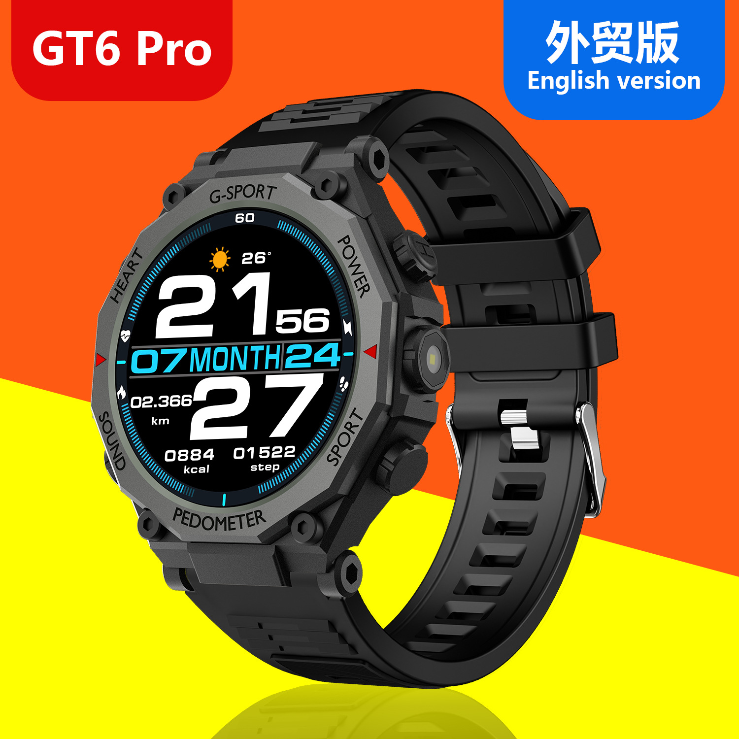 Huaqiangbei Gt6 Pro Smart Watch Cross-Border Round Screen Dynamic Island Bluetooth Call Outdoor Men's Sports Watch