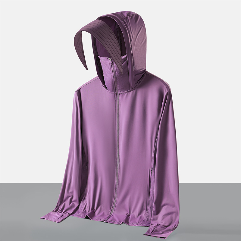 Hombre y mujer desmontables chaqueta protector solar hielo anti-UV al aire libre chaqueta de piel logotipo impresa