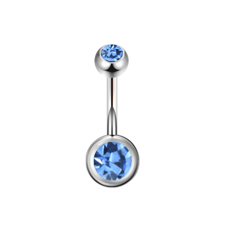Stainless Steel Banana Bar Double-ended Rhinestone Ball Piercing, European And American Body Piercing Jewelry, Colorful_voghion.com