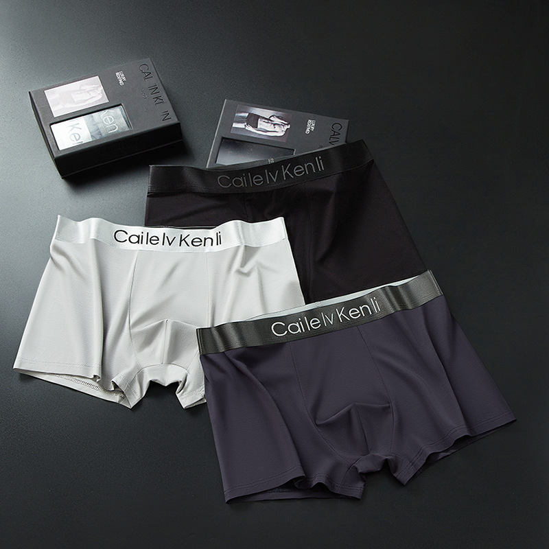 Ck&Ljrltho Men's Boxer Briefs Modal Mid-Waist Breathable Solid Color Boxer Shorts Gift Box Export Cross-Border