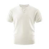 ZH8125-D美式亨利领针织短袖亚麻天丝通勤老钱风上衣休闲T恤，男装针织衫/毛衣，星座614