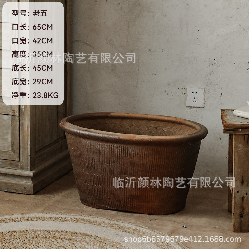 Cerámica de boca elíptica gran boca cerámica gruesa boca en forma especial árboles de maceta de flores paisajismo gran maceta de árboles residenciales