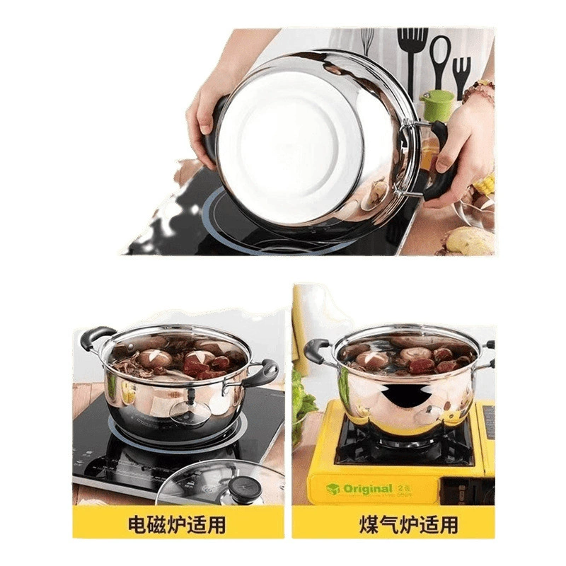 Soup pot steamer milk pot household stainless steel pot gas and induction cooker universal small stew pot baby food pot porridge pot hot pot