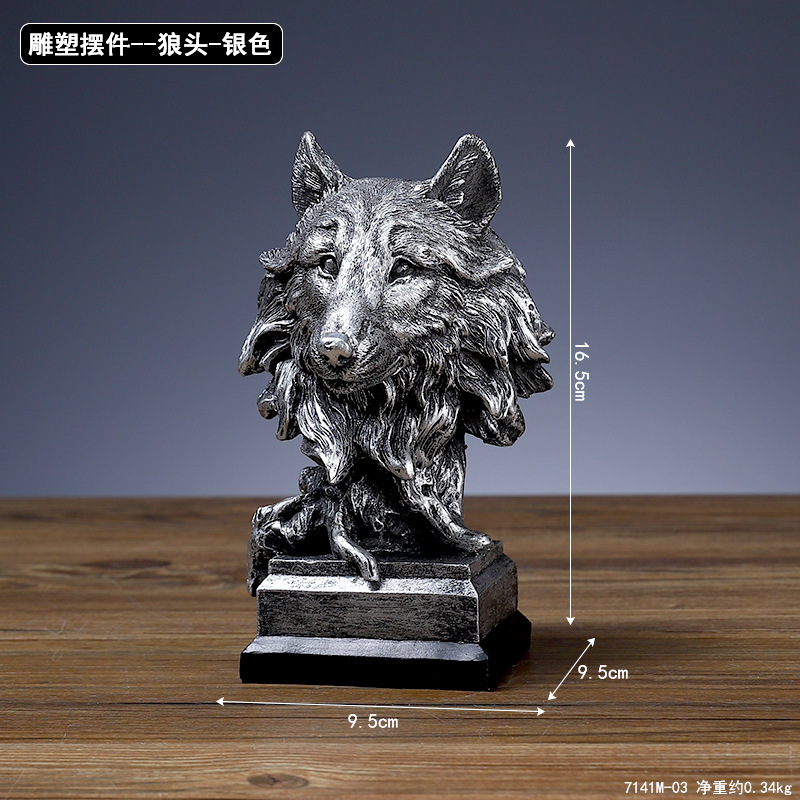 Animal Head Resin Ornaments Nordic Lion Eagle Crafts Office Decoration Living Room Entrance Sculpture Decoration