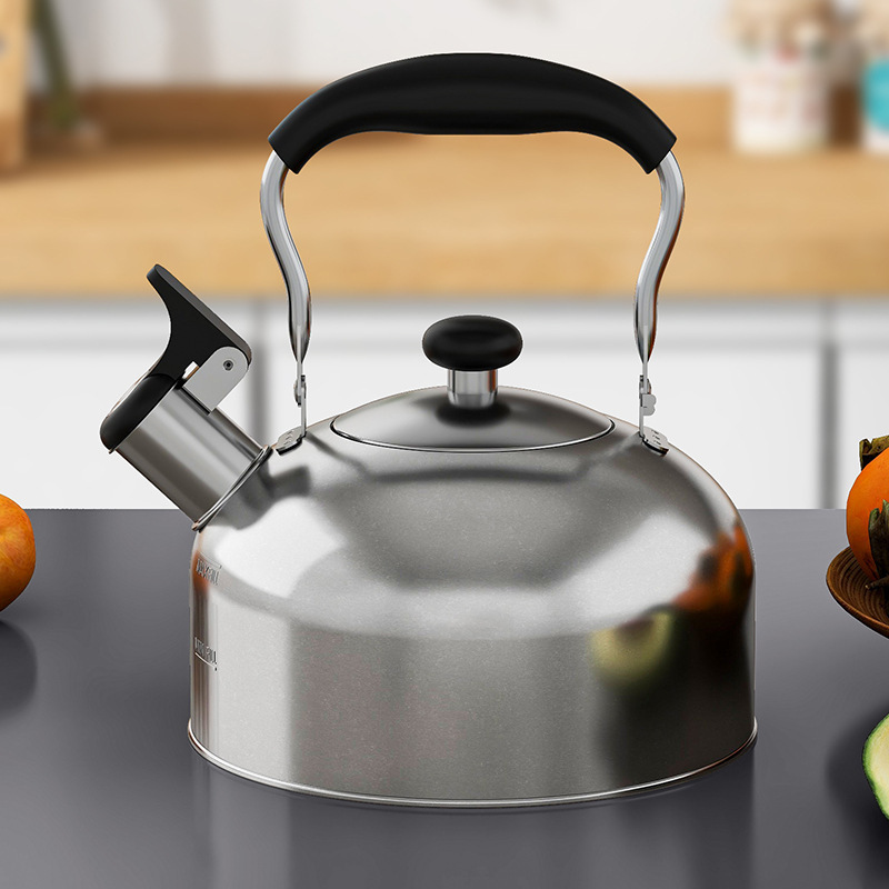 Hervidor de acero inoxidable para acampar al aire libre, hervidor que produce sonido, hervidor doméstico de gran capacidad, cocina de inducción de fondo plano, estufa de gas
