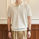 ZF8118-MW男夏薄款v领休闲T恤夏季慵懒针织日系海鸥领olo衫，男装针织衫/毛衣，星座614