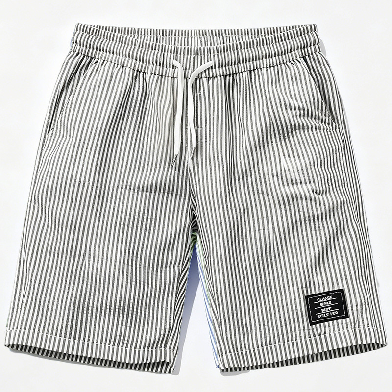 Men's Plaid Striped Sports Capri Pants Loose Fitting Plus Size Casual Summer Shorts_viptrois.com