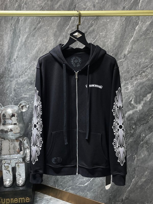 Chrome Heart Hoodie 克罗伈十字架连帽卫衣跨境宽松男女拉链帽衫|undefined