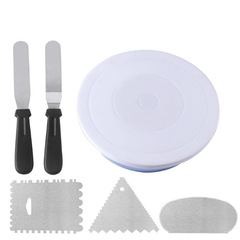 Amazon Baking Tools Cake Turntable Plastic Non-Slip Rotating Plate Cream 6-Piece Set Decorating Tools