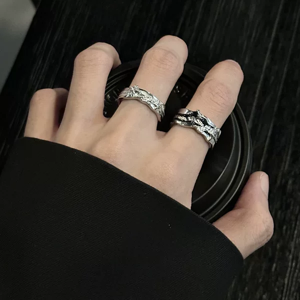 Original Dark Style Star Ring for Men and Women Niche Design Simple Light Luxury Ring Cold Style Advanced Sense Open Ring
