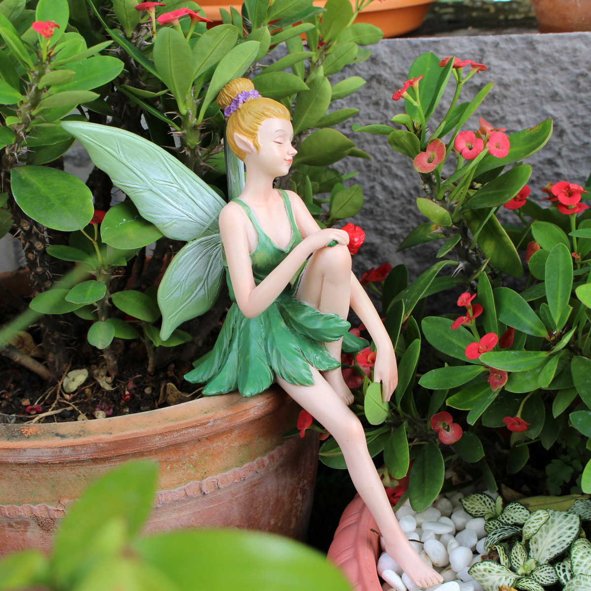  Explosions Garden Color Sitting Fairy Resin Crafts Statue Office Desktop Unique Modeling 