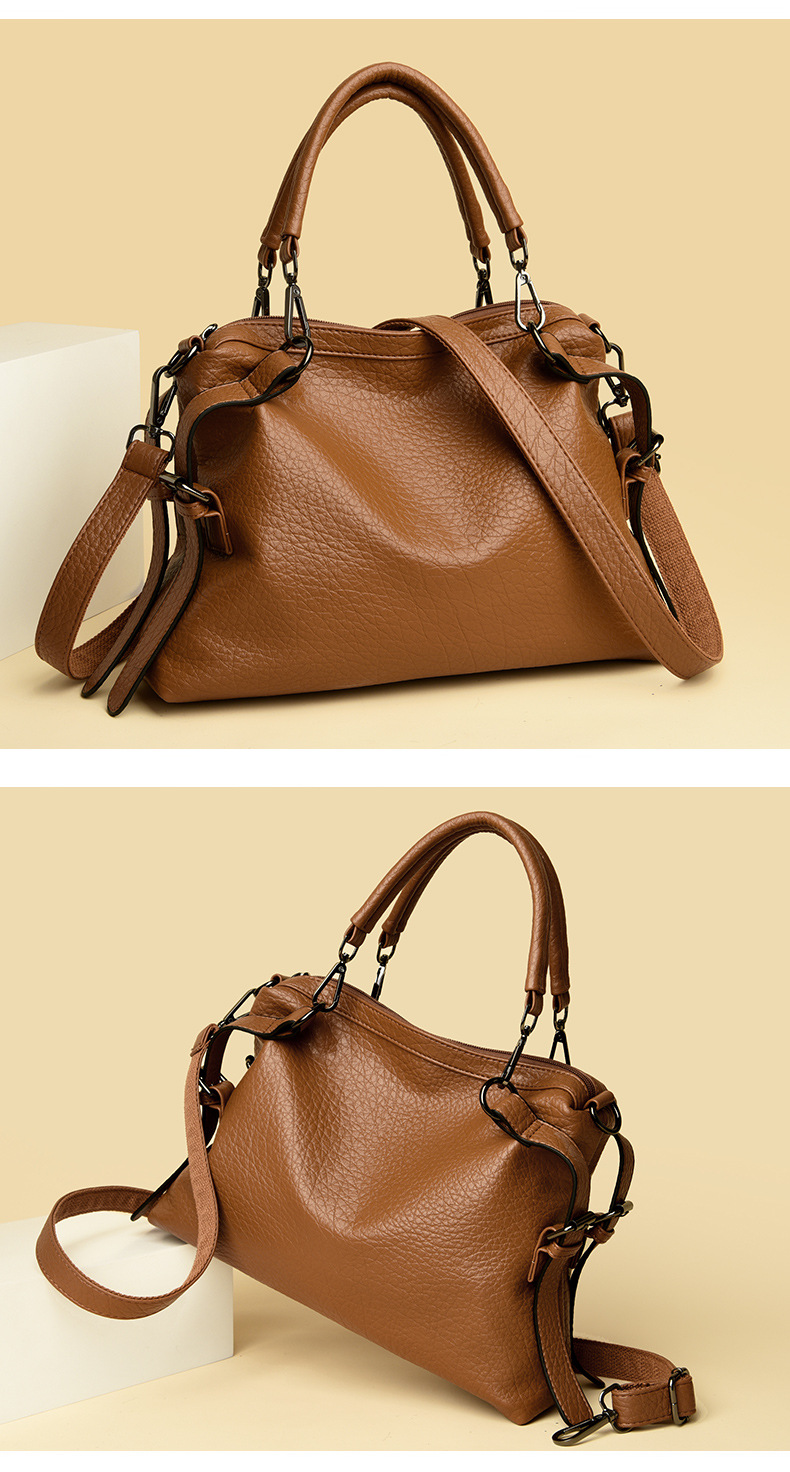 Women's bag Women's bag textured soft leather large capacity commuter tote bag versatile simple handbag_voghion.com
