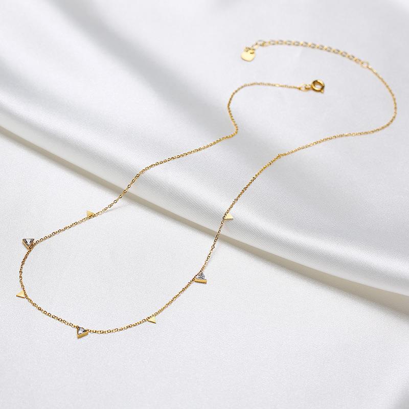 PVD Coated Gold Plating Process Gold Plated Plating Material 201 Stainless Steel Pendant Material Zircon Inlay Material Necklace Classification Wholesale Jewelry Fashion Geometric 201 Stainless Steel Zircon Gold Plated Stainless Steel Necklaces