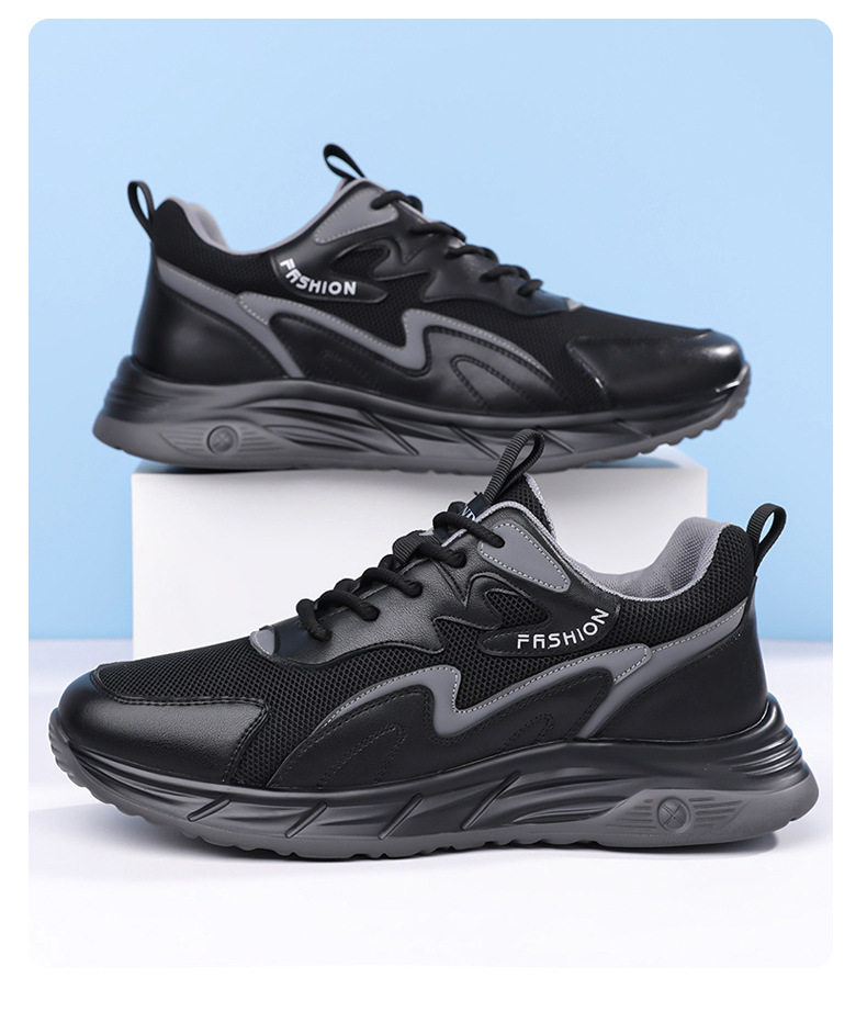Giày thể thao nam da thật thoáng khí đế mềm, giày sneaker casual chạy bộ ngoài trời, gót 3-5 cm — HA8805 màu trắng, HA8805 màu đen chi tiết 18