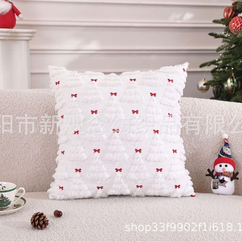 クロスボーダークリスマス枕カバークリスマスツリーリビングルームの装飾クリスマスリボン装飾枕寝室のベッドサイド枕|undefined