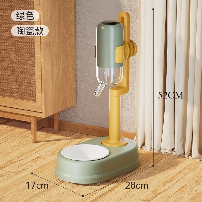 Alimentar de agua vertical para mascotas colgando jaula de suelo de doble propósito para gatos y perros con altura ajustable de cerámica de acero inoxidable