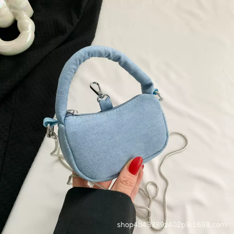 跨境迷你女包2025新款耳机包韩版牛仔布手拎包女潮流包包斜挎包女