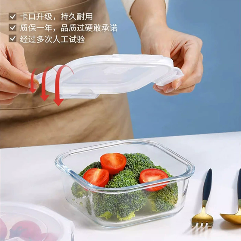 Стеклянная микроволновая ланч-бокс с 3-гэино Bento, высокий боросиликат, многоразовый, контейнер для хранения еды