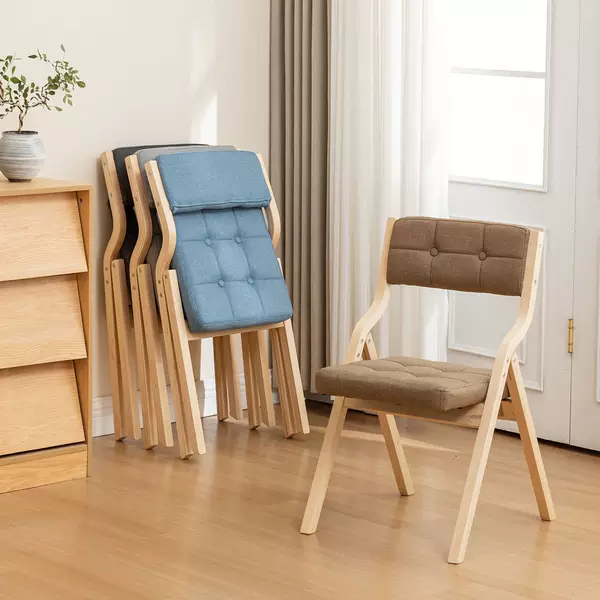 Solid wood folding chair, suitable for small apartments, simple design, home dining chair, backrest chair, portable dining chair, space-saving