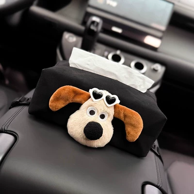 Cute Doll Car Interior Car tissue box/set - sunglasses-dog-armrest-box-tissue-box