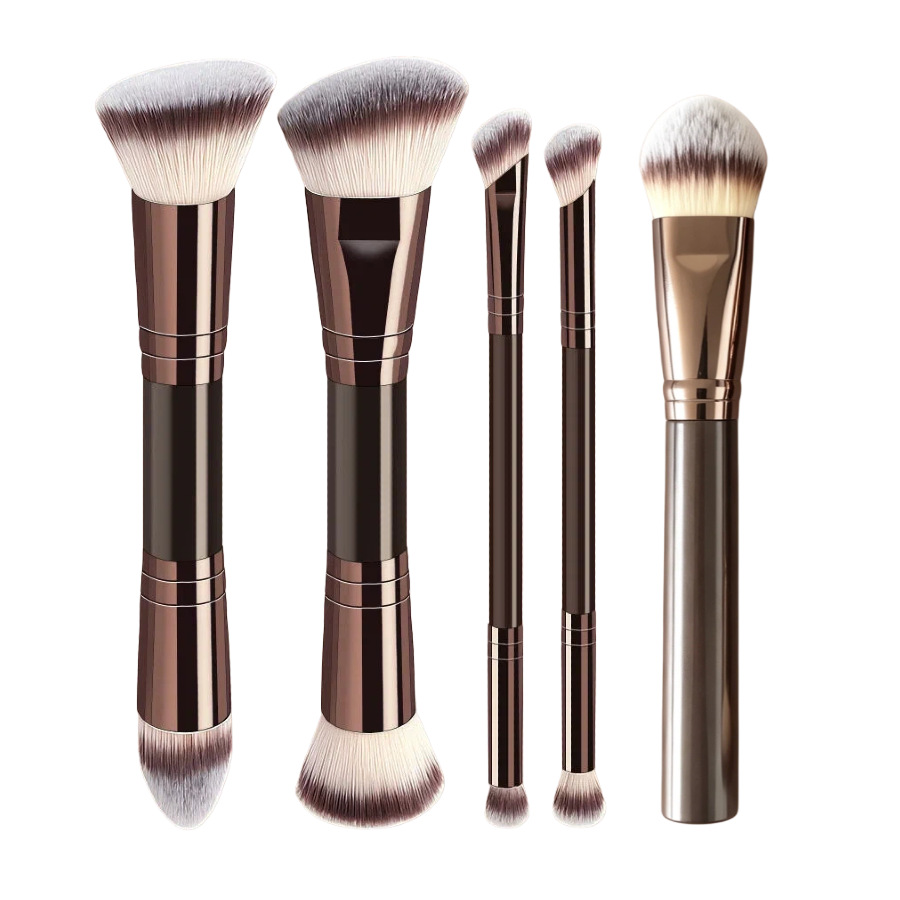 Juego de Brochas de Maquillaje de Doble Cabezal Plástico PS Maquillaje Facial para Maquillaje