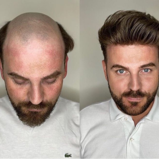 Full leather PU men's hair block real wig in stock can be cut in various sizes Full leather PU men's hair block real wig in stock can be cut in various sizes