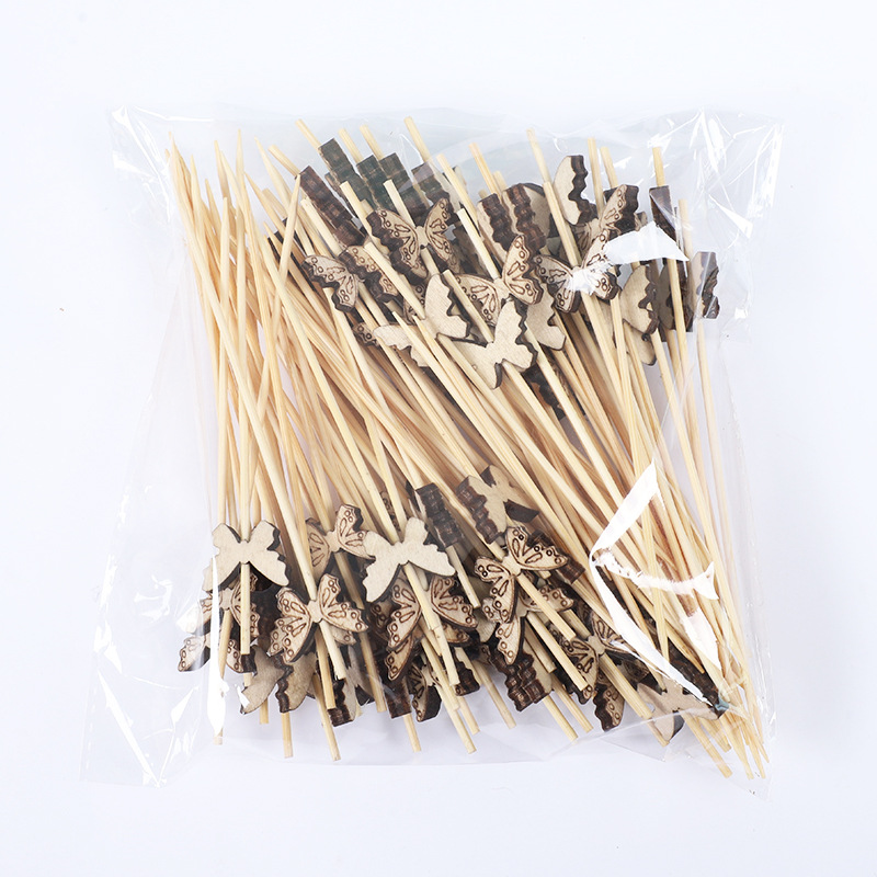 Fruit stick desechable creativo de cóctel plato decoración hamburguesas postres arte palillos de dientes palillos de bambú horquilla de fruta comercial