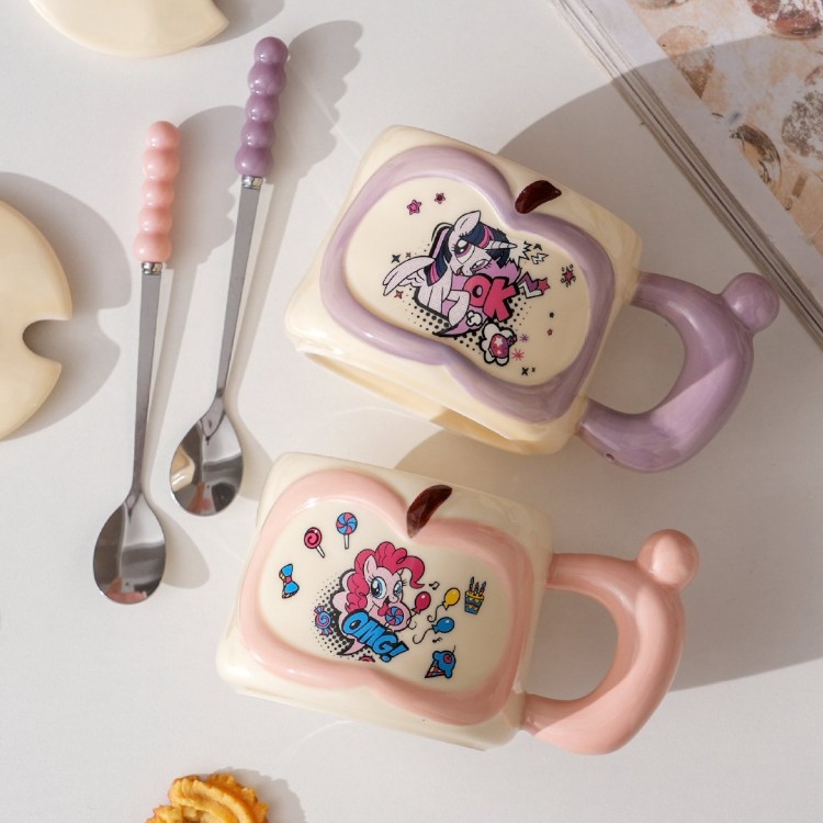 Bonito pony taza de cerámica taza de cerámica taza con cubierta taza de agua creativa taza casera regalo de cumpleaños para chicas