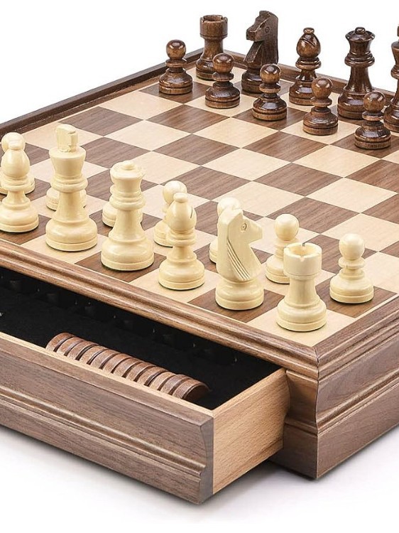 Juganoce madera sólida ajedrez ajedrez juego de damas tipo cajón / caja de ajedrez de madera sólida de alta calidad / WOODEN CHE transfronterizo