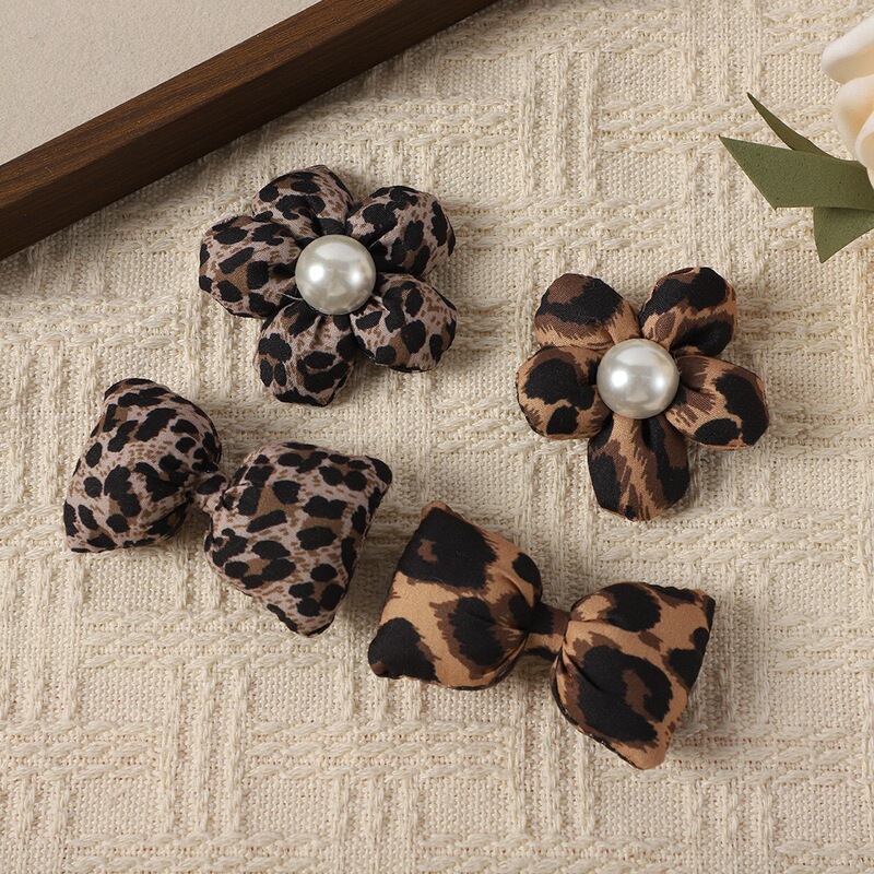 New Korean Autumn and Winter Leopard Print Cotton-Filled Bow Accessories Clothing Accessories Bag Decoration DIY Accessories