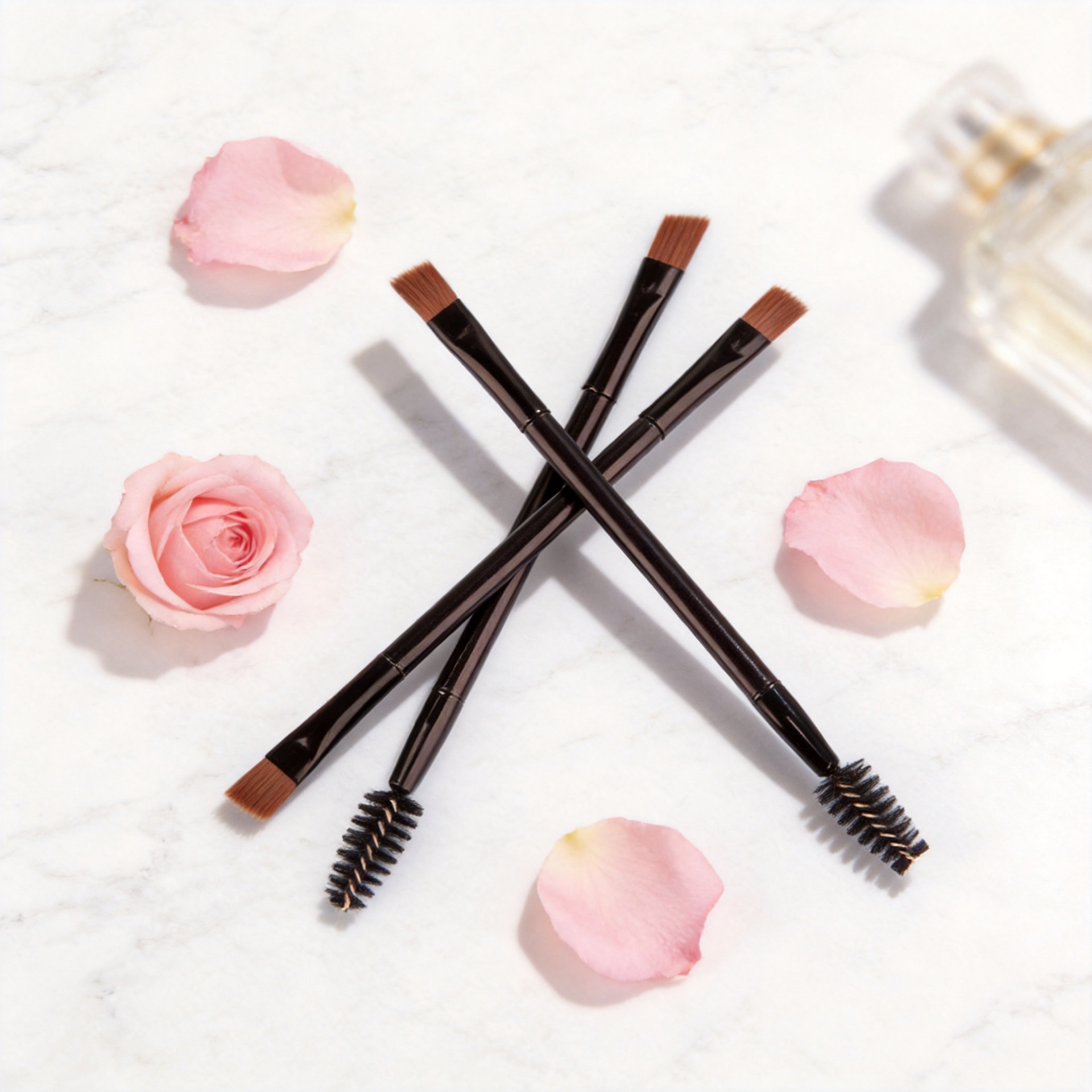 Portable Dual-Use Double-Ended Angled Eyebrow Brush, Spiral Eyelash Brush, Beauty Tool Brush, Eye Makeup Brush Set, Brush Head, Beauty