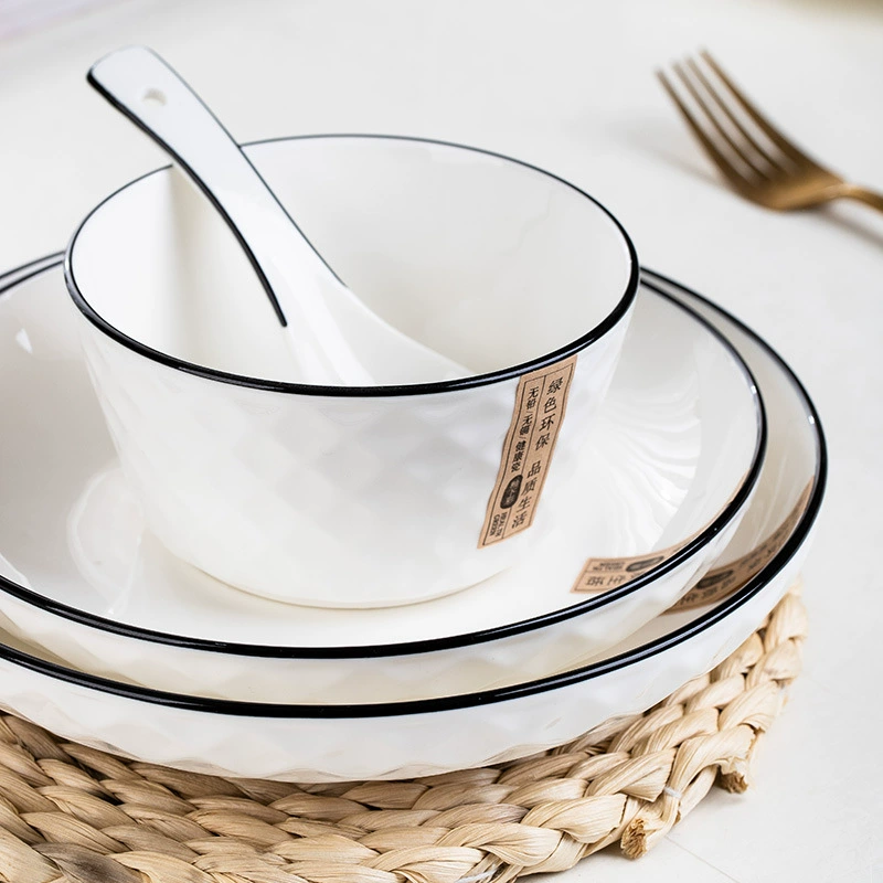Creative ceramic soup bowl for food, tableware, diamond set