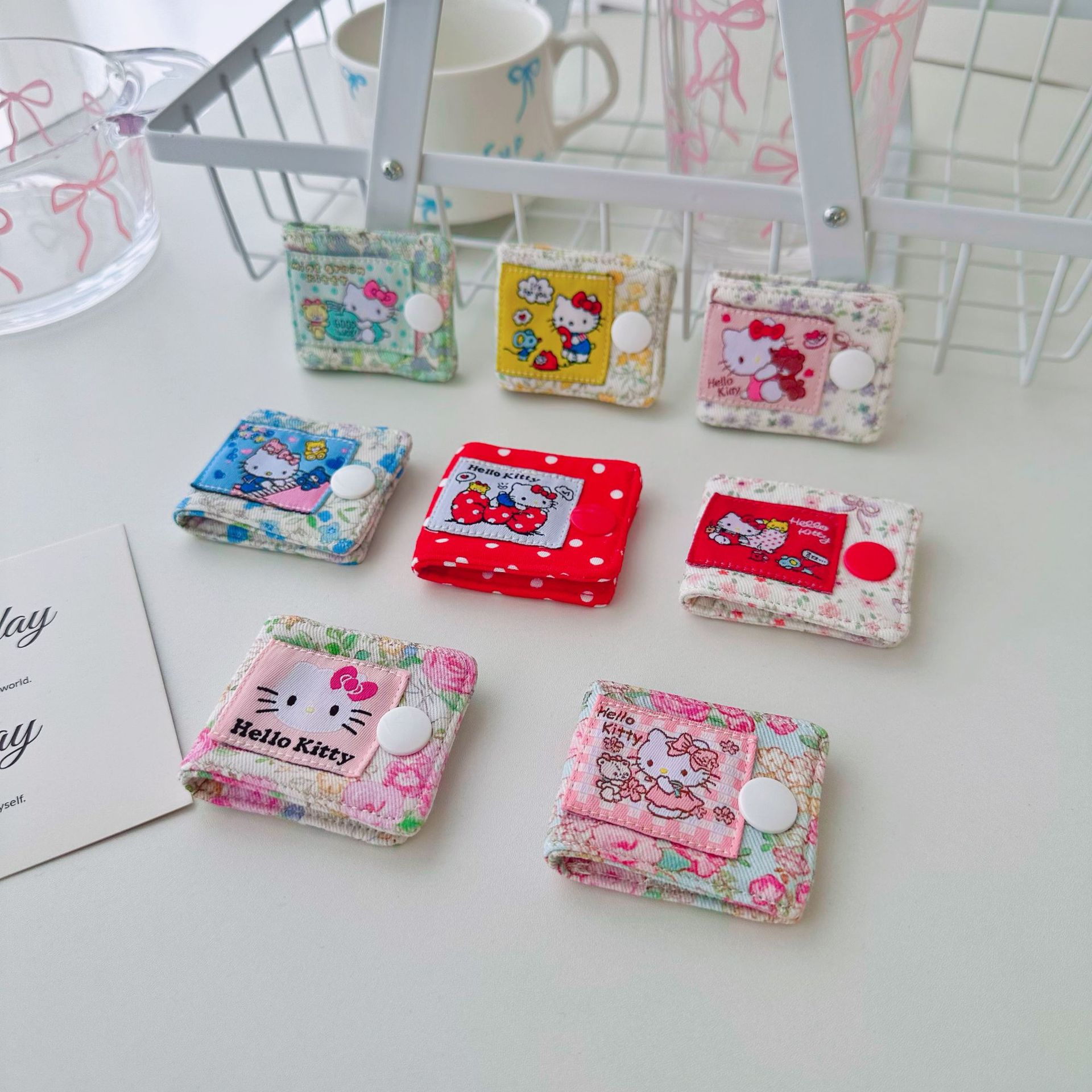 新款数据线收纳夹凯蒂猫KT卡通数据线整理夹线器耳机线理线器集线