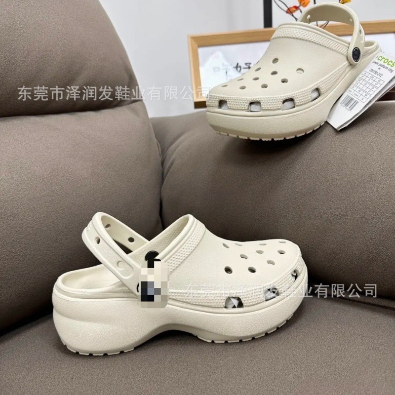 跨境电商卡洛驰洞洞鞋cross云朵沙滩鞋休闲半拖凉增高厚底女拖鞋