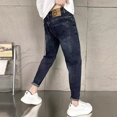 2025年新作メンズジーンズ 春秋 ヴィンテージ風 スリムフィット スキニーパンツ ストレッチ 韓国風 トレンドブランド カジュアル ロングパンツ