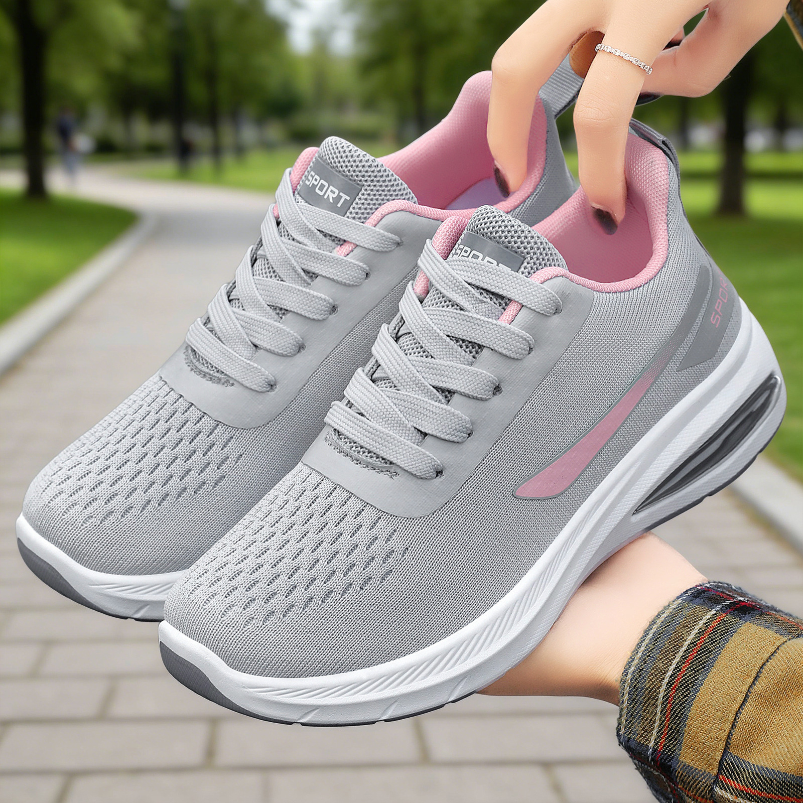 Zapatos de primavera de mujer zapatos deportivos ligeros zapatos casuales de mujer zapatos transfronterizos zapatos de viaje transpirables zapatos de almohadilla de aire suave