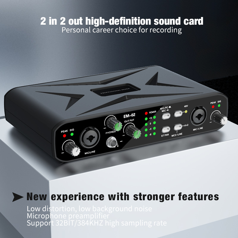 Tarjeta de Sonido USB Externa Profesional Sin Controlador para Transmisión en Vivo y Grabación