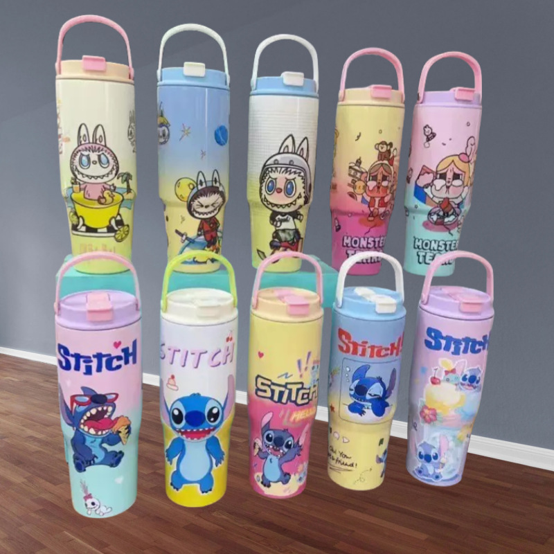 Transfronterizo nuevo estilo 304 taza de aislamiento de acero inoxidable dibujos animados anime Ice Ba taza al aire libre taza de automóvil portátil impresión 3D