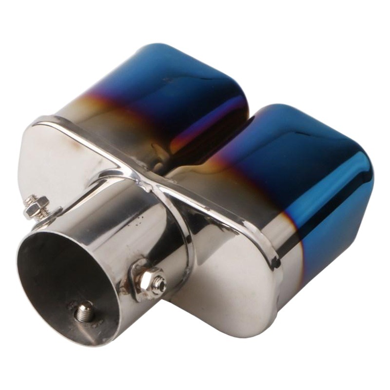 Tubo de escape de la garganta de la cola del coche doble salida un minuto dos doble fila una salida dos garganta de la cola cuadrado de la garganta de la cola cuadrado boca de la cola de la hornada Azul